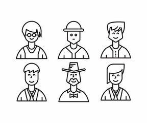 different people avatars and character icons illustration line style