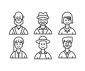 Fototapeta premium different people avatars and character icons illustration line style