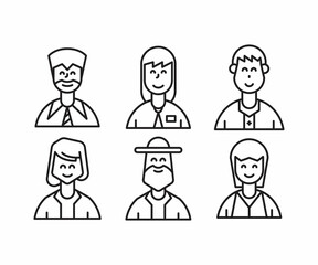 Fototapeta premium different people avatars and character icons illustration line style