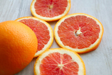 Cara Cara orange. Deep red orange that looks similar to grapefruit. High in vitamin C 