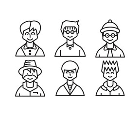 different people avatars and character icons illustration line style