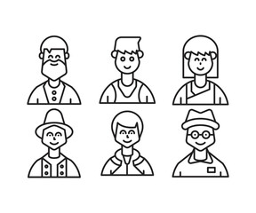 different people avatars and character icons illustration line style