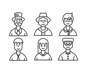 different people avatars and character icons illustration line style