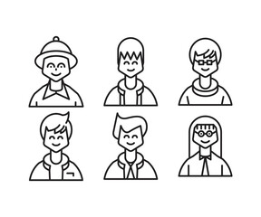 different people avatars and character icons illustration line style