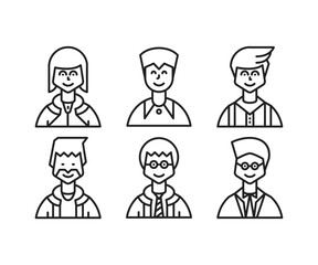 different people avatars and character icons illustration line style
