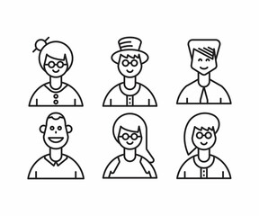 Fototapeta premium different people avatars and character icons illustration line style