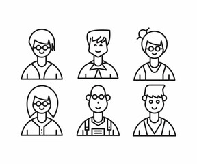 Fototapeta premium different people avatars and character icons illustration line style
