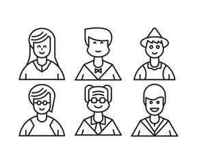 different people avatars and character icons illustration line style