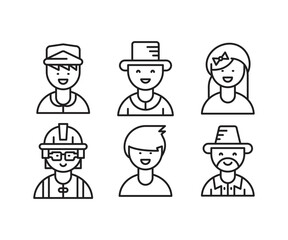 people characters and avatars set line illustration
