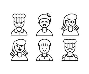people characters and avatars set line illustration