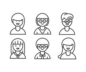 people characters and avatars set line illustration