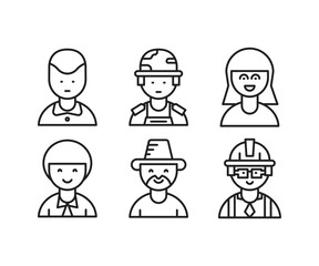 people characters and avatars set line illustration