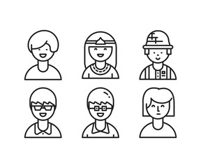 people characters and avatars set line illustration