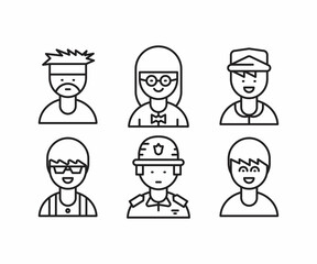 people characters and avatars set line illustration