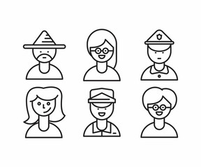 people characters and avatars set line illustration