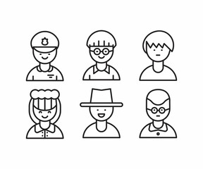 people characters and avatars set line illustration