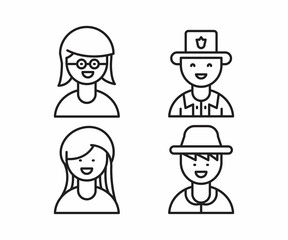 people characters and avatars set line illustration