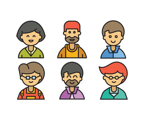 people characters and cartoon avatars set vector illustration