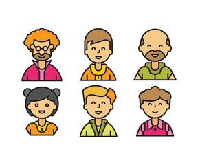 Fototapeta premium people characters and cartoon avatars set vector illustration