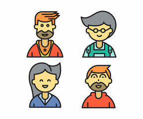 Fototapeta premium people characters and cartoon avatars set vector illustration