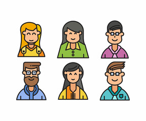 people characters and cartoon avatars set vector illustration