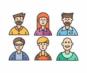 people characters and cartoon avatars set vector illustration