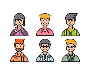 people characters and cartoon avatars set vector illustration