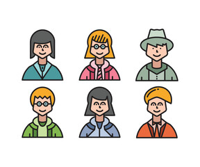 people characters and cartoon avatars set vector illustration
