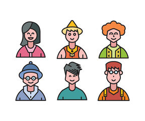 people characters and cartoon avatars set vector illustration