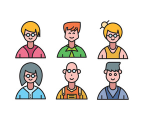 people characters and cartoon avatars set vector illustration