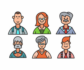 people characters and cartoon avatars set vector illustration