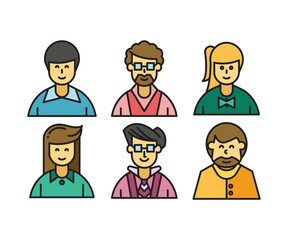 people characters and avatars set vector illustration