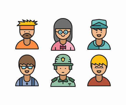 people characters and avatars set vector illustration