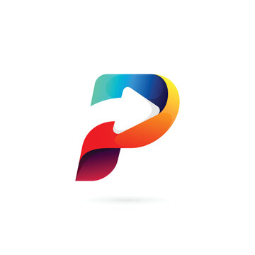 p logo with arrow concept, arrow letter logo
