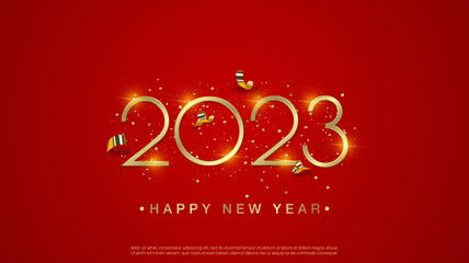 Gold happy new 2023 year background	

