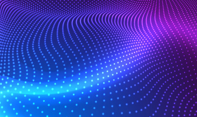 Digital technology cyberspace futuristic background, modern blue tech abstract design graphic neon light effect. Abstract Waving Particle Technology Background. Hi-tech and big data. Vector EPS10.