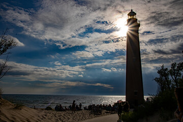 A lighthouse on a lake