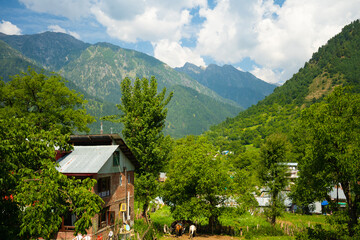 Viewers from the top of the hill Aru Valley, Pahalgam, Kashmir India.