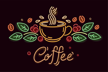 coffee in neon light