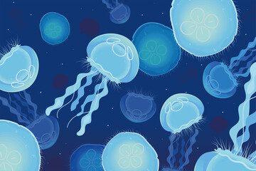 underwater jellyfishes background © Stockgiu