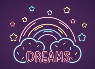 dreams rainbow neon