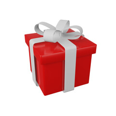 Red gift box with white ribbon png transparent. 3d illustration render surprise box. Realistic icon for Online Shipping or festival