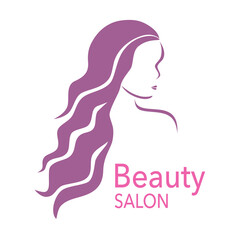 Woman beauty salon logo in flat design on white background. Hair beauty parlor.