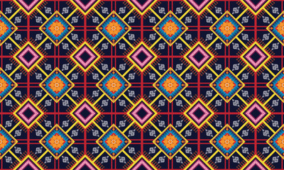 Geometric ethnic flower pattern for background,fabric,wrapping,clothing,wallpaper,Batik,carpet,embroidery style.