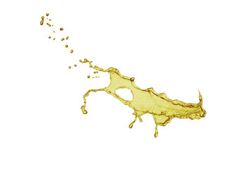 Natural organic cooking oil splashing on white background