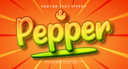 Hot pepper 3d editable vector text effect suitable for spicy product. - obrazy, fototapety, plakaty