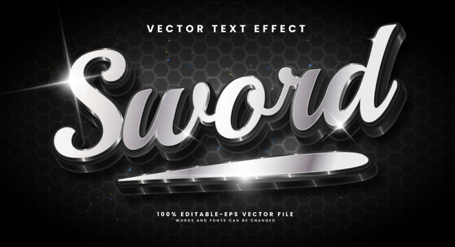 Silver sword editable vector text effect with modern concept.