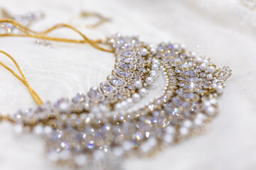 Indian bride's wedding jewelry close up