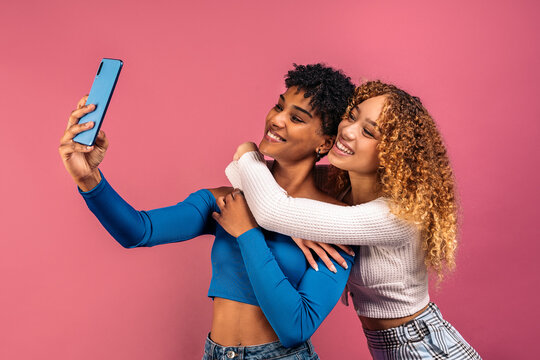 Afro Friends Taking Selfie