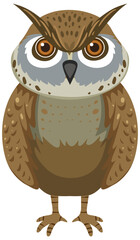 Front of owl in cartoon style